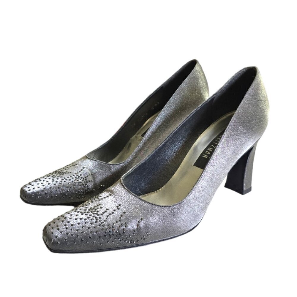 Stuart Weitzman Silver Explosion Rhinestone Squar… - image 1
